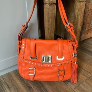 Aimee orange studded leather purse